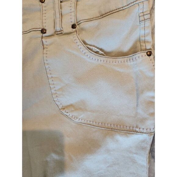 New Vintage 90s Plugg Khaki Tan Bermuda Jeans Size 11 Low Rise Flare - Picture 3 of 5